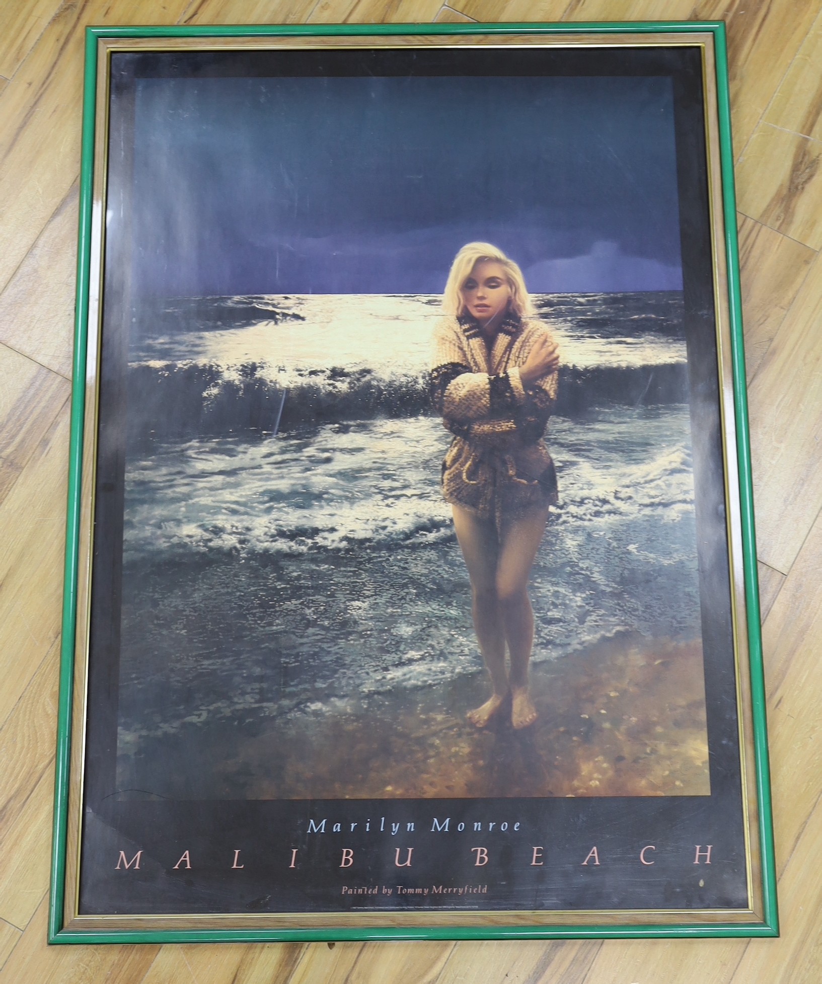 Tom Merrifield (1933-2021), signed poster, 'Marilyn Monroe, Malibu Beach', 118 x 83cm
